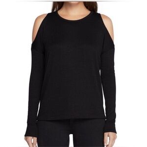 rag & bone Black Cold Shoulder Long Sleeve Top